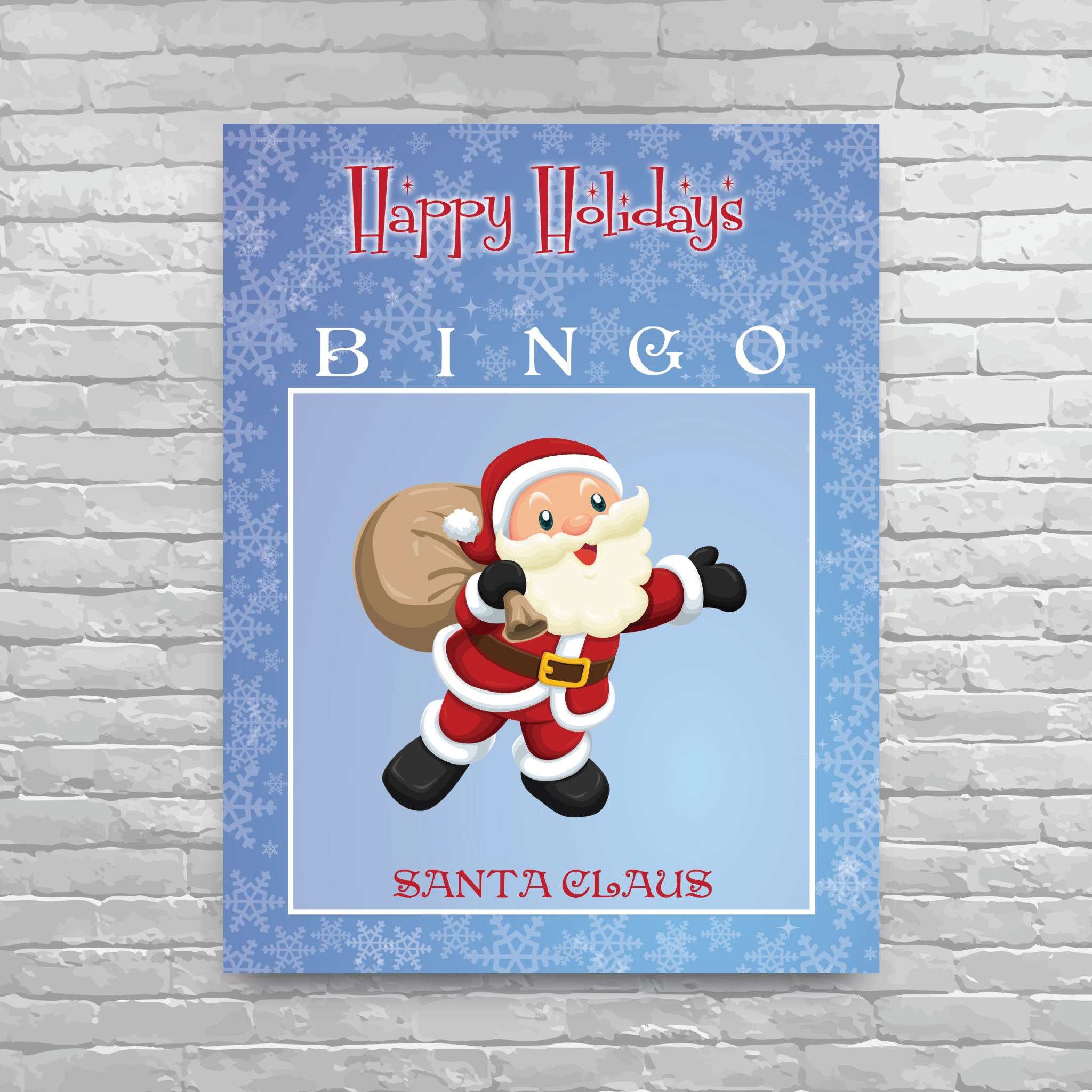 Christmas Bingo - Blue Snowflake background