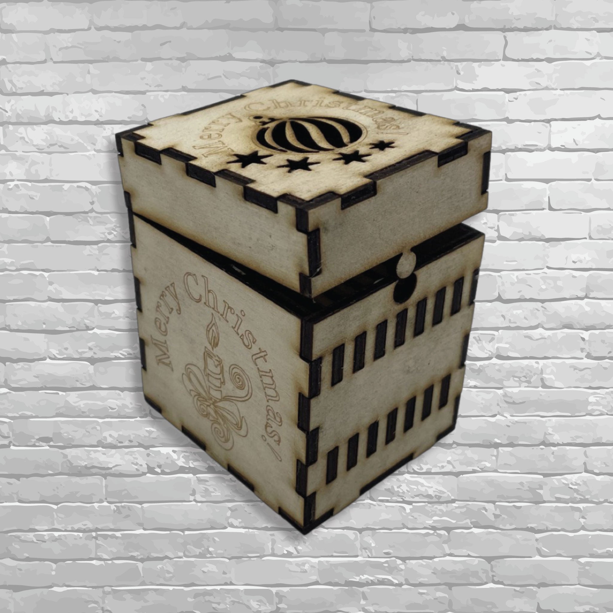 Decorative Christmas Box with eight holiday ornaments