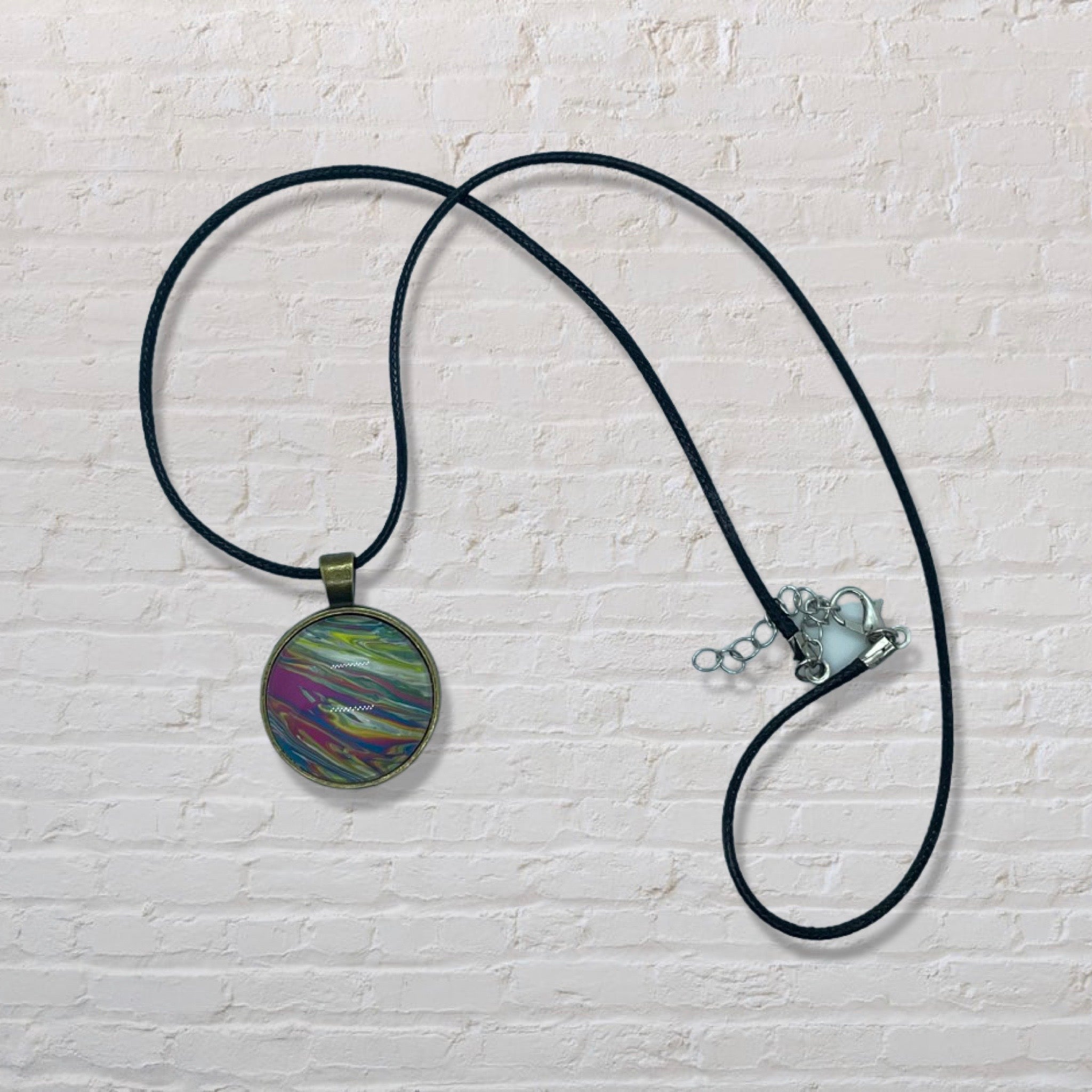 By The Kids -- Paint Pour Necklace - Yellow, Pink and Blue