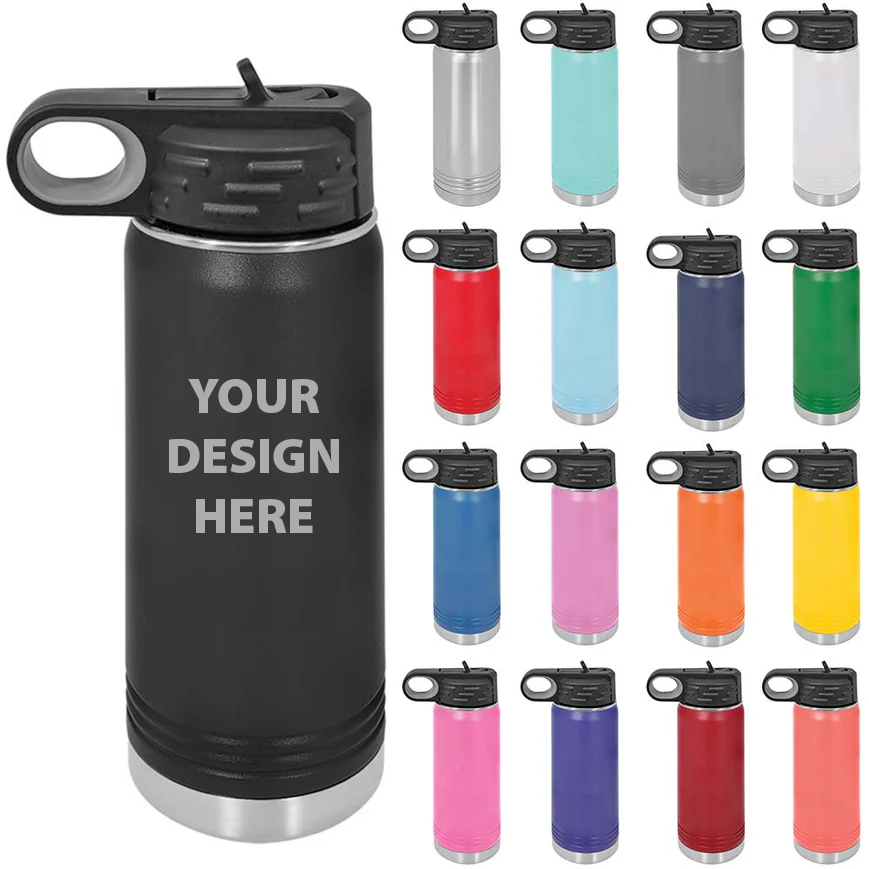 Engraved stainless steel, powder coated, insulated, Polar Camel sport water bottle