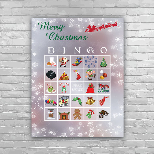 Christmas Bingo - Silver Snowflake background