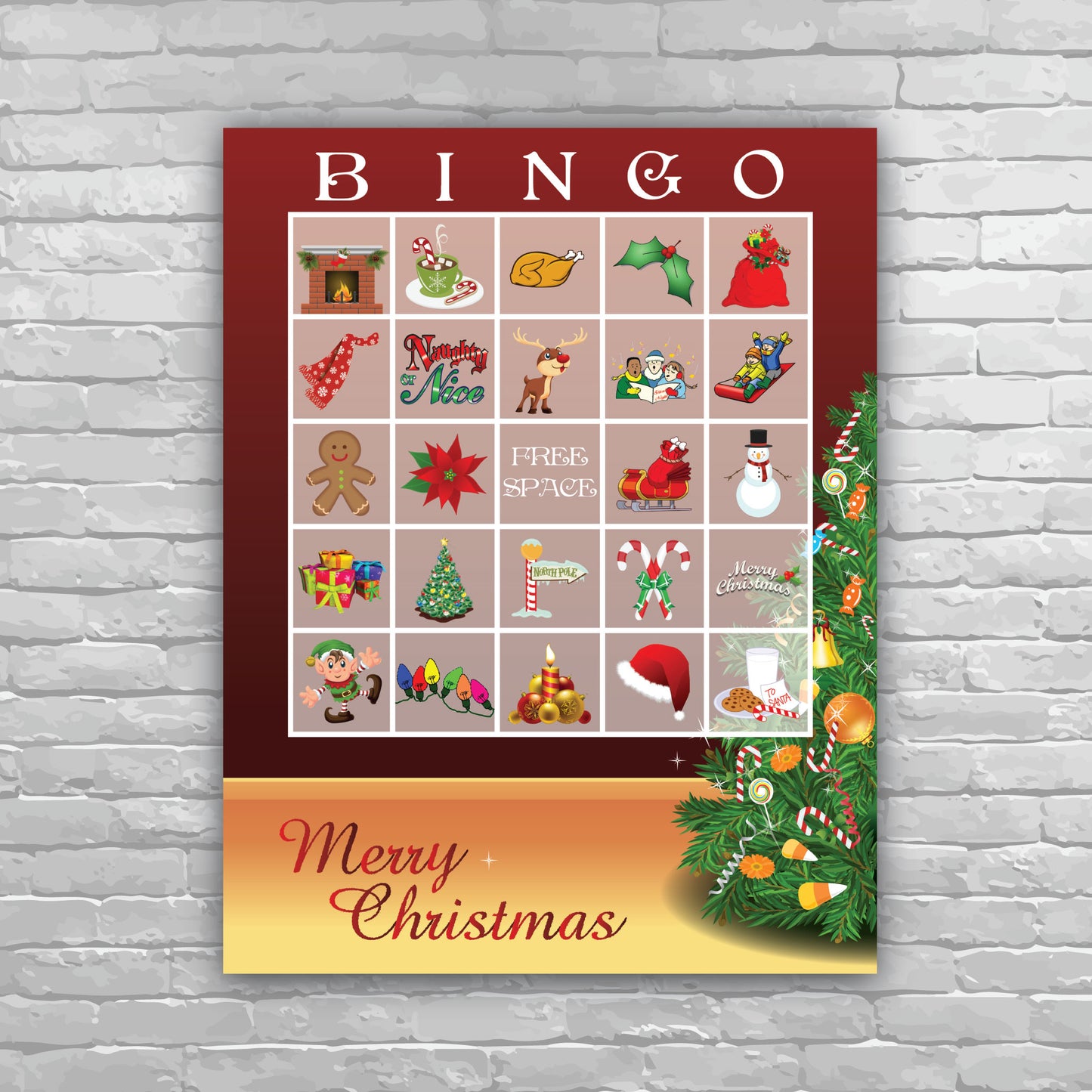 Christmas Bingo - Christmas Tree background
