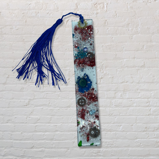 By The Kids -- Resin Bookmark - Gears, Flowers and Glitter